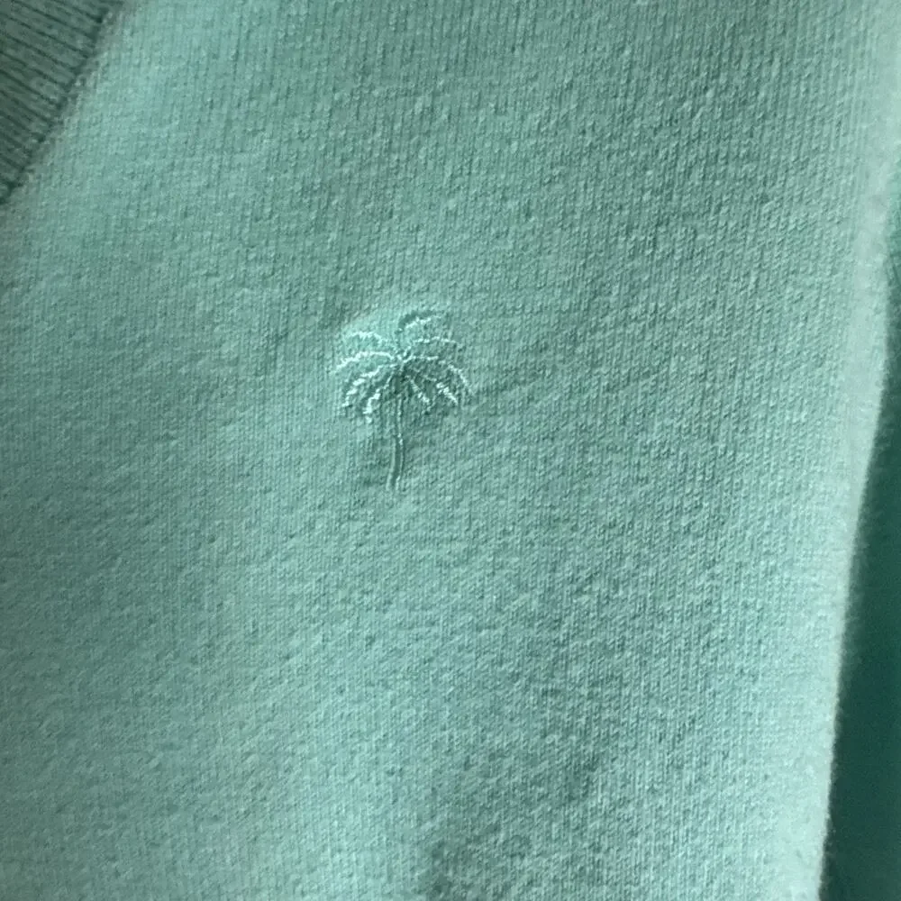 Vintage Lilly Pulitzer Solid Green V-Neck Pullover Sweater‎ Palm Tree Logo Sz XS